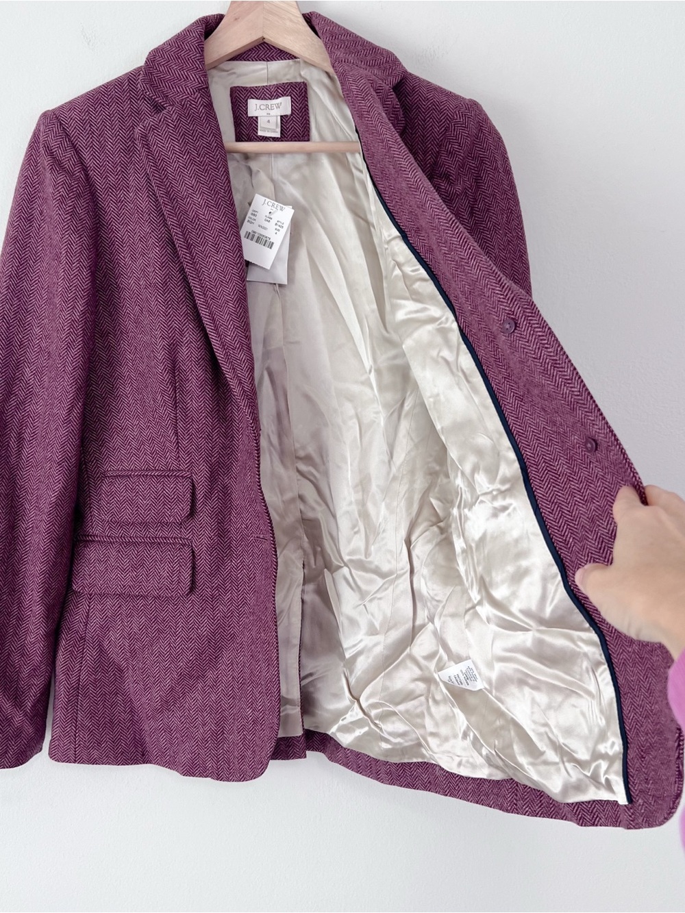 J.Crew Boyfriend Blazer Women’s Size 4 Burgundy Pink Herringbone Wool Blend NWT - Picture 8 of 11